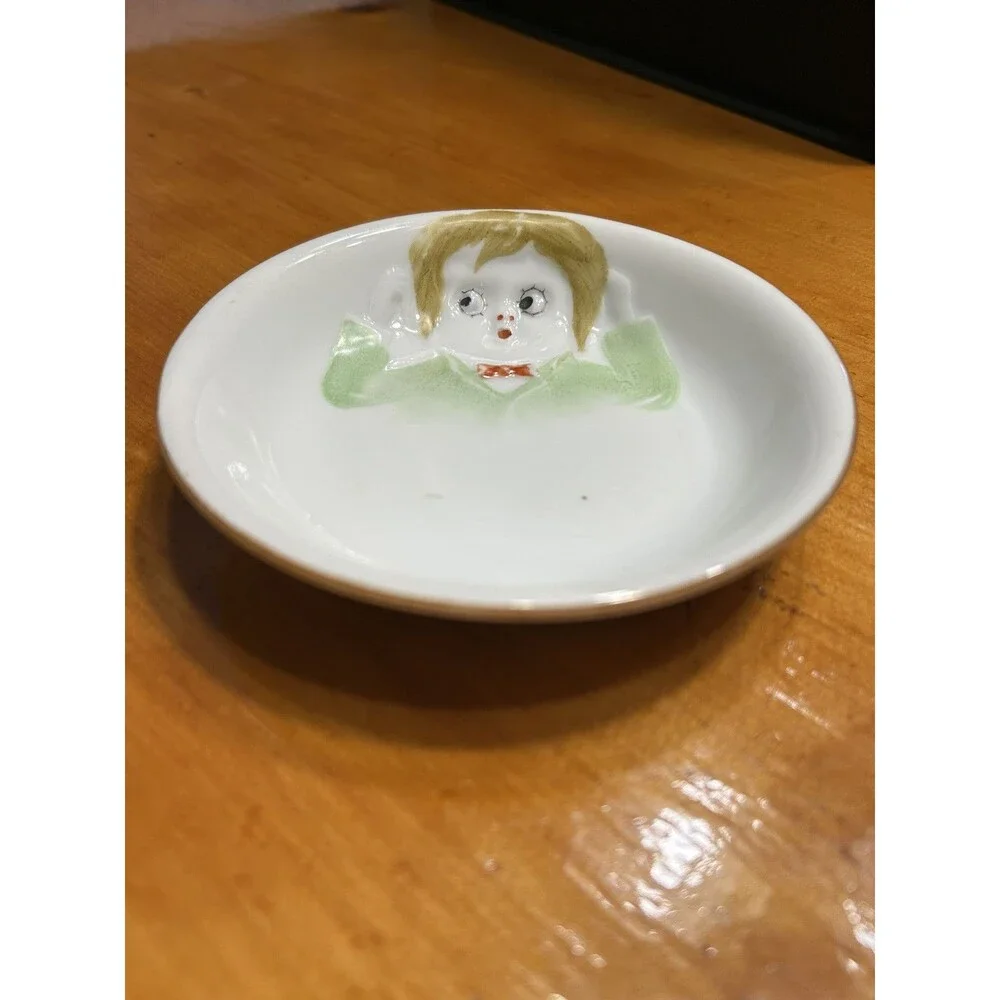 Nippon Boy Google Eyes Hand Painted Bowl Vintage - Picture 2 of 6